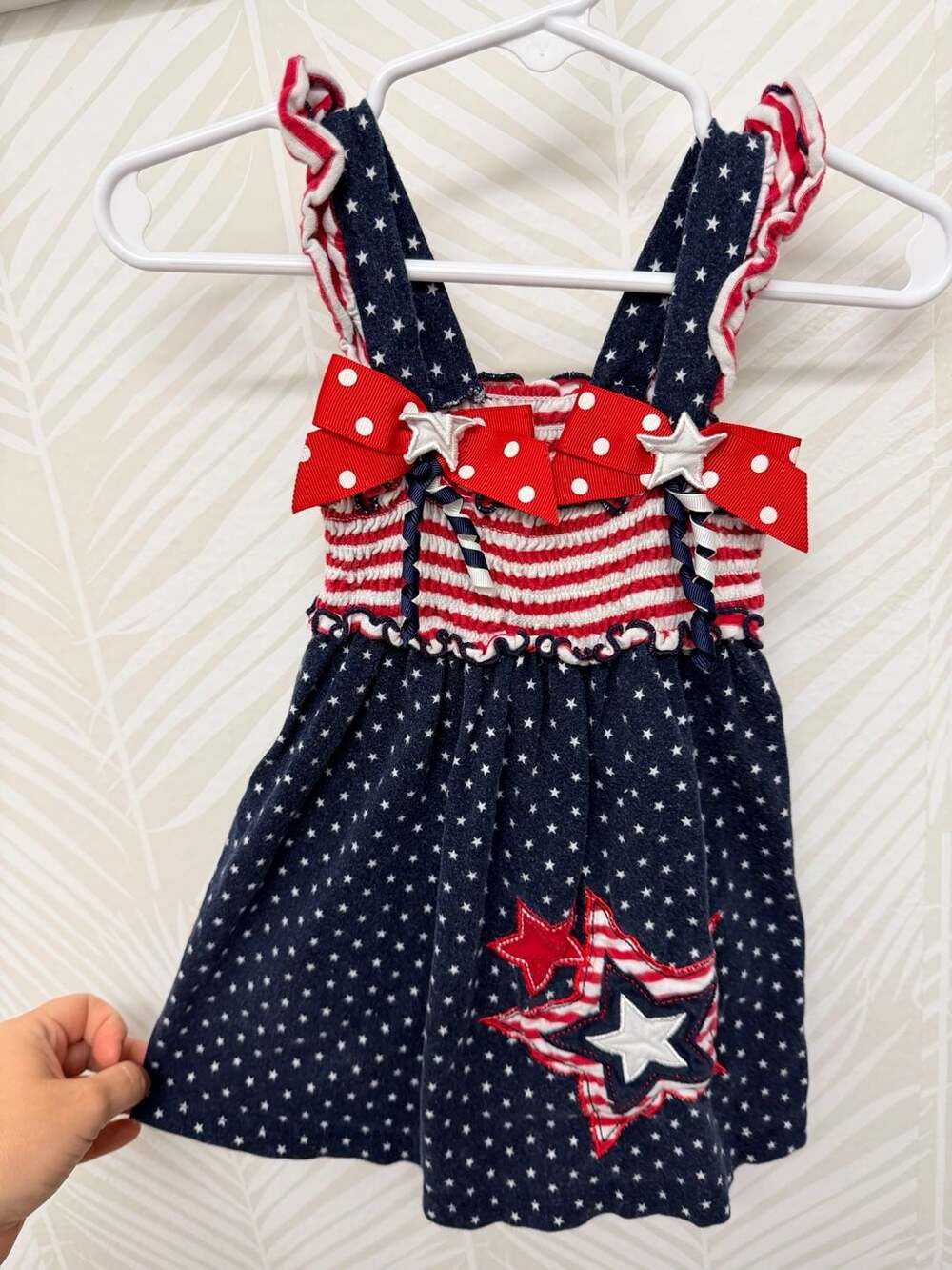 Sophie Rose Americana Patriotic Red White Blue Stars Striped Bows Sundress